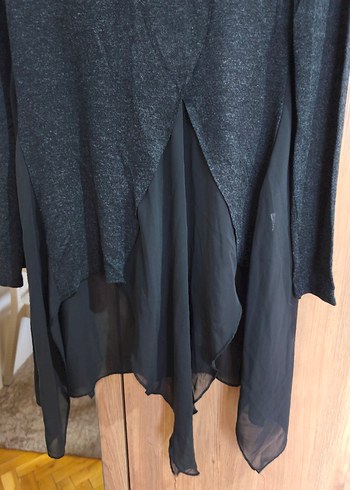 Siyah Uzun Kollu Salaş Midi Tunik - Görsel 3