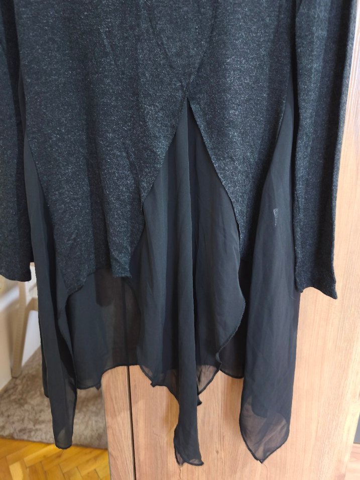 Siyah Uzun Kollu Salaş Midi Tunik - Görsel 3