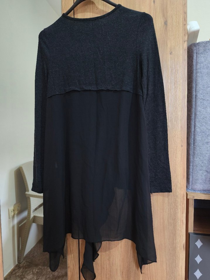 Siyah Uzun Kollu Salaş Midi Tunik - Görsel 2