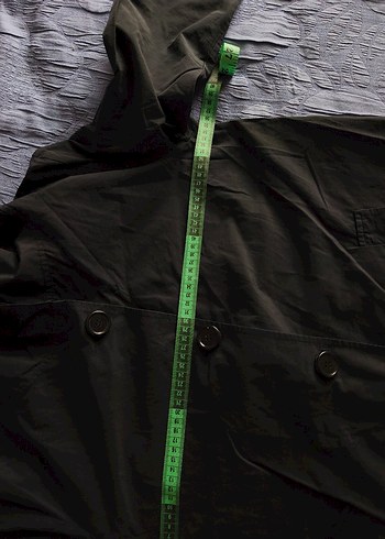 Düğmeli Siyah trençkot - Görsel 4