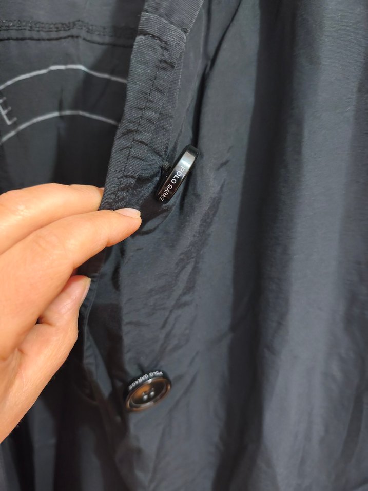 Düğmeli Siyah trençkot - Görsel 3