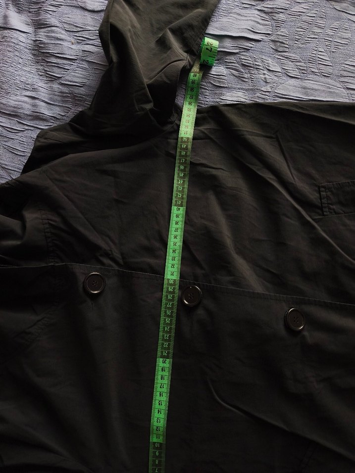 Düğmeli Siyah trençkot - Görsel 4