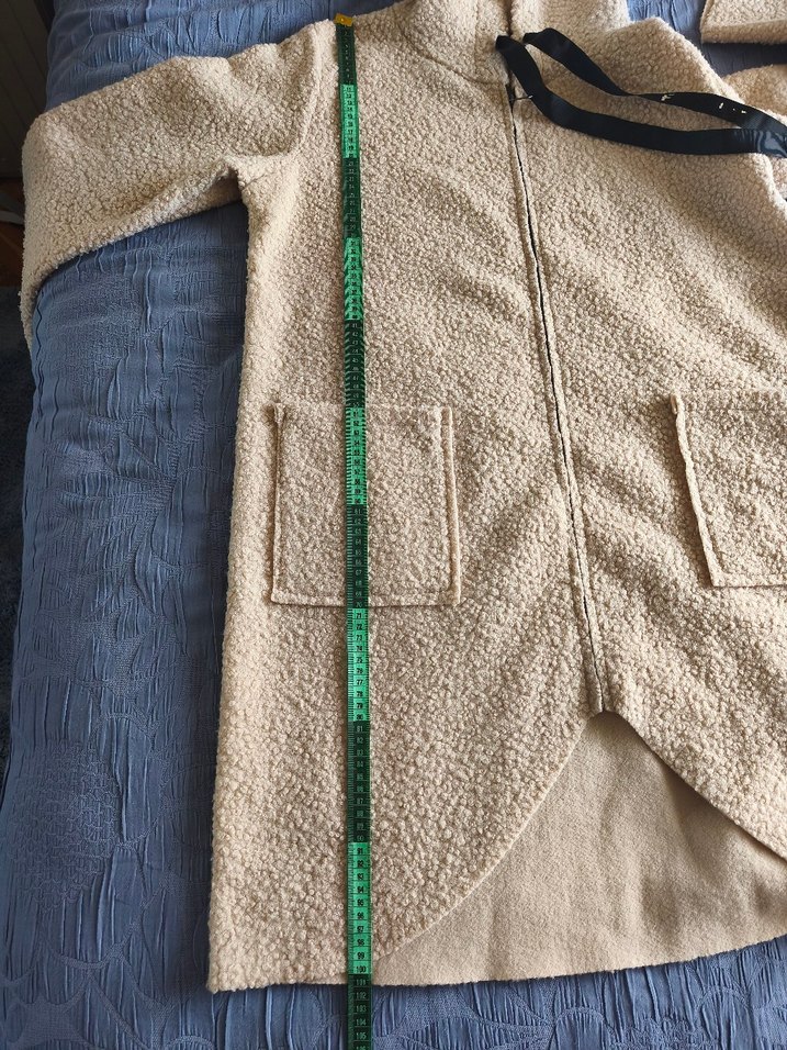 Bej Kapüşonlu Midi Rahat Kesim Ceket - Görsel 4