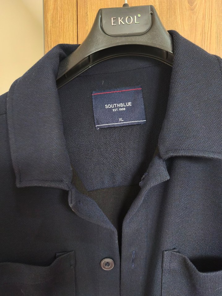 Düğmeli Lacivert Erkek Gömlek - Görsel 3