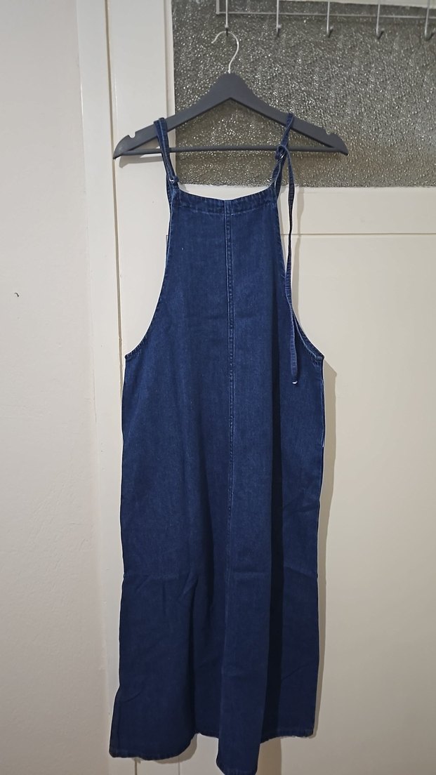 Tesettür Lacivert Kot Kadın Denim  Salopet - Görsel 3