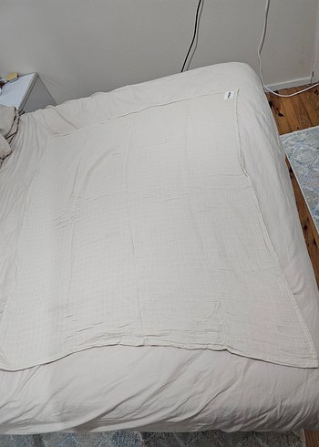 Mono Bej Bebek 100x100 Müslin Örtü - Görsel 2