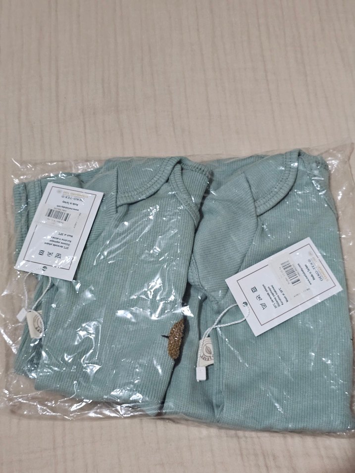 Bebek Unisex Kısa Kollu Arı İşlemeli 2li Body - Görsel 3