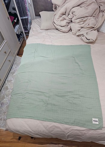 Mono Yeşil 100x100 Bebek Müslin Örtü - Görsel 2