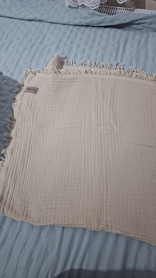 Zeypba  Unisex 110x110cm Bej Bebek Müslin Örtü - Görsel 3