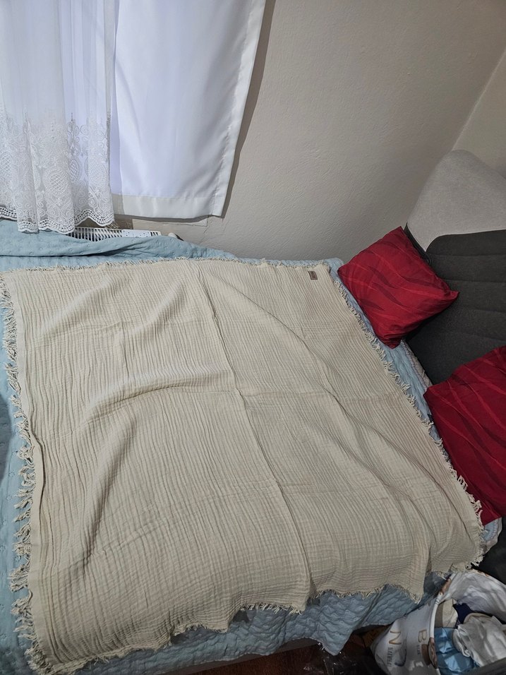 Zeypba Unisex 110×110 cm Bej Müslin Örtü - Görsel 2