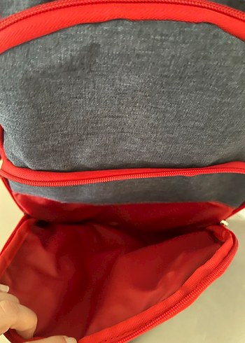 Kırmızı Detaylı Gri Anne Bebek Çantası - Görsel 7