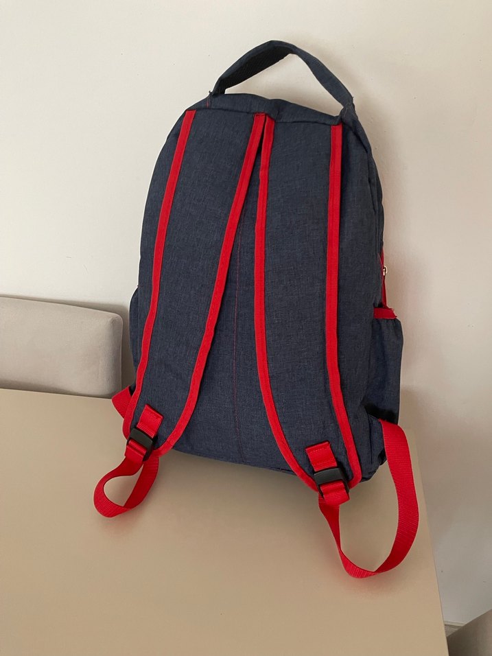 Kırmızı Detaylı Gri Anne Bebek Çantası - Görsel 2