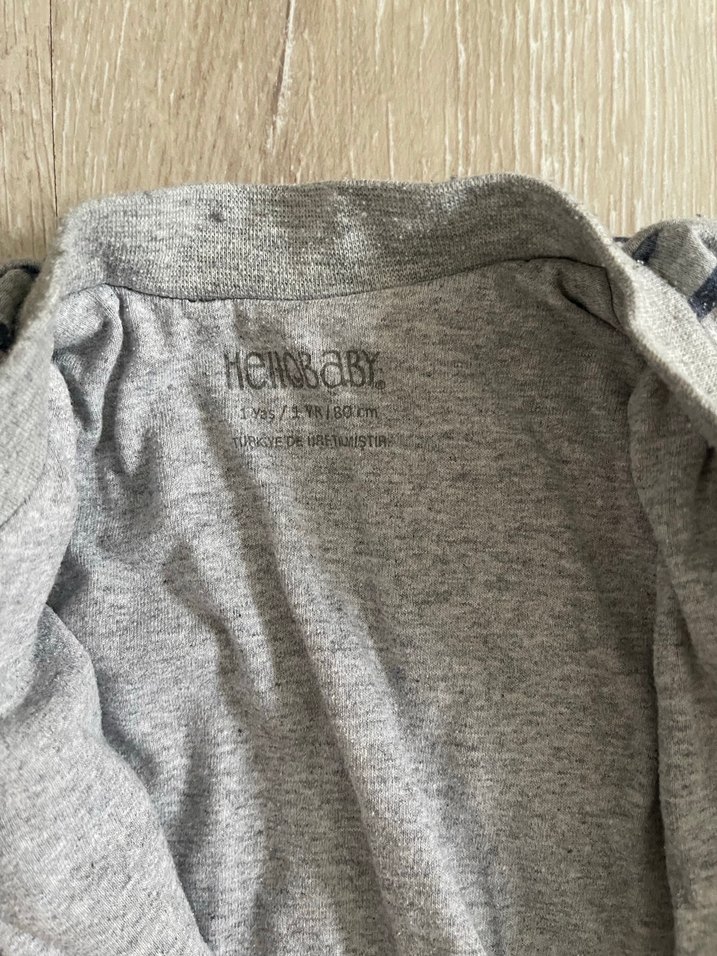 Gri Çizgili Fermuarlı Bebek Tulumu - Görsel 3