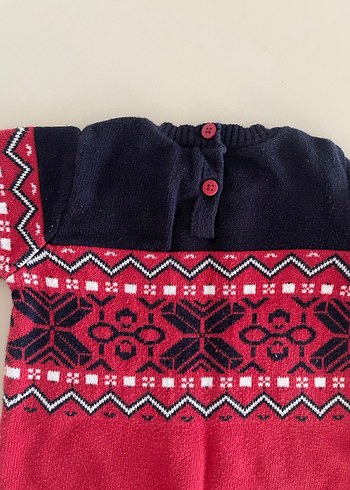 Kırmızı Desenli Erkek Bebek Triko Tulum - Görsel 3