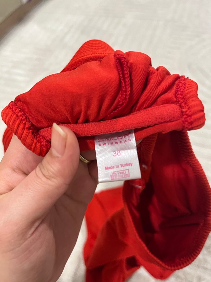 Kemer Detaylı Kırmızı Kadın Mayo - Görsel 2