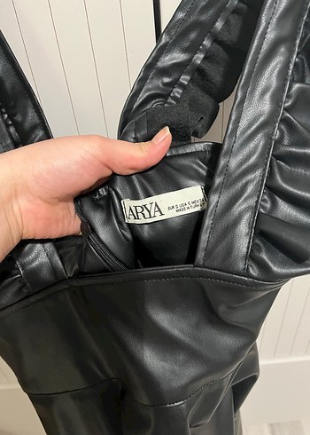 Kadın Siyah Deri Uzun Tulum - Görsel 4