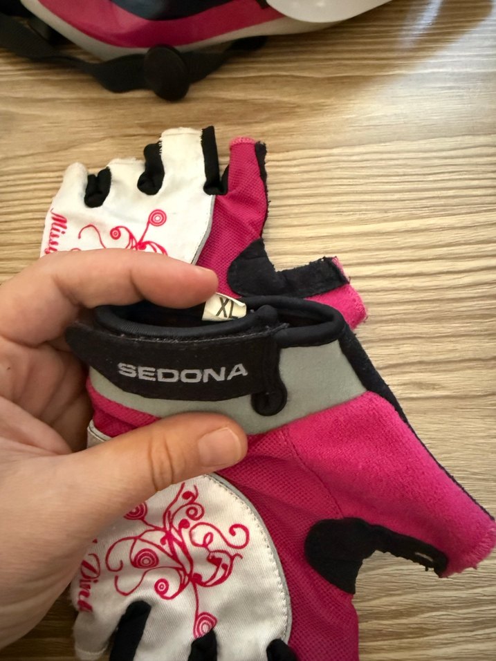 Kızlar için Pembe Biker Eldiveni Velcro - Görsel 3