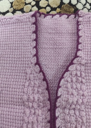 Kız Çocuk Mor V Yaka Örgü Süveter - Görsel 3