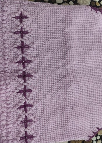 Kız Çocuk Mor V Yaka Örgü Süveter - Görsel 4