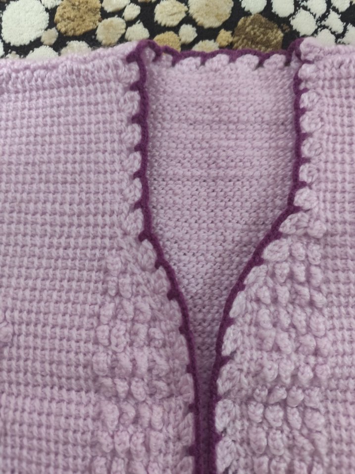 Kız Çocuk Mor V Yaka Örgü Süveter - Görsel 3