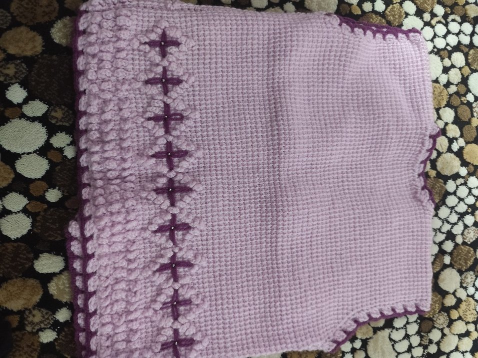 Kız Çocuk Mor V Yaka Örgü Süveter - Görsel 4