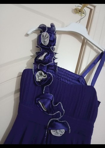 Mor Drapeli Uzun Abiye Elbise - Görsel 2