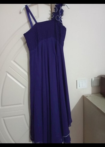 Mor Drapeli Uzun Abiye Elbise - Görsel 4