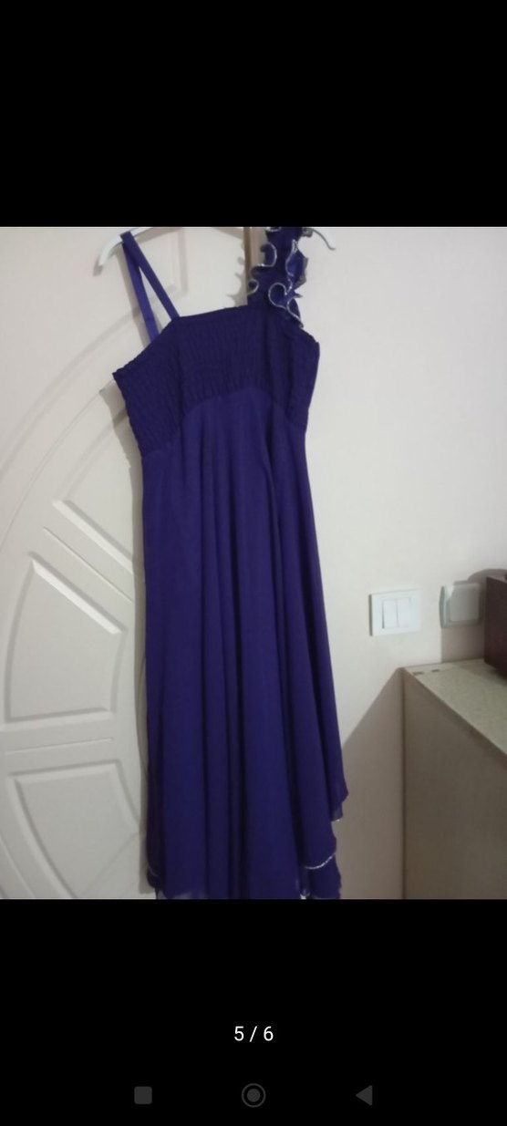 Mor Drapeli Uzun Abiye Elbise - Görsel 4