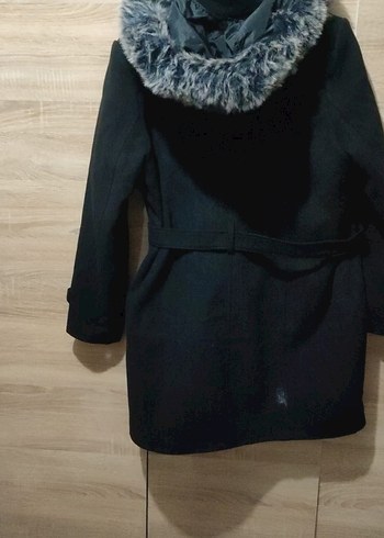 Kuşaklı Siyah Midi Kaban - Görsel 7