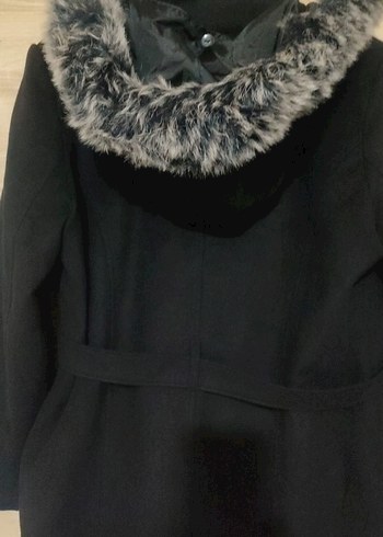 Kuşaklı Siyah Midi Kaban - Görsel 10