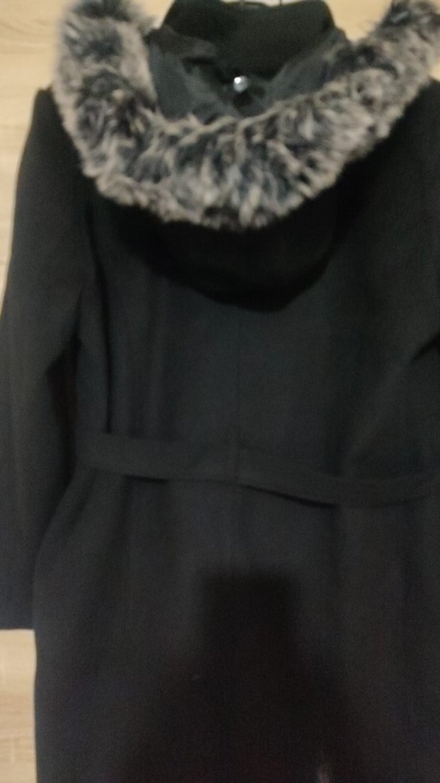 Kuşaklı Siyah Midi Kaban - Görsel 3