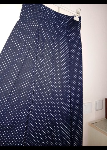 Lacivert Pilili Uzun Kadın Etek - Görsel 2