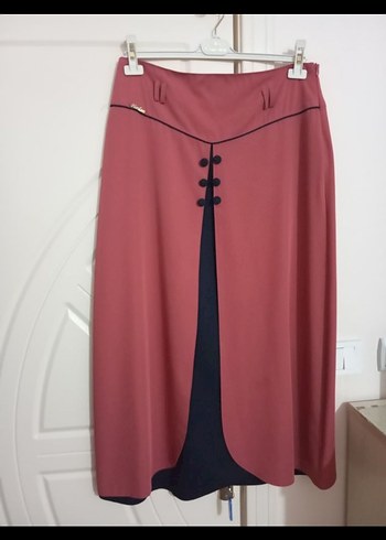 Lacivert Pilili Uzun Kadın Etek - Görsel 7