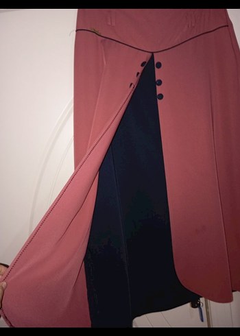 Lacivert Pilili Uzun Kadın Etek - Görsel 10