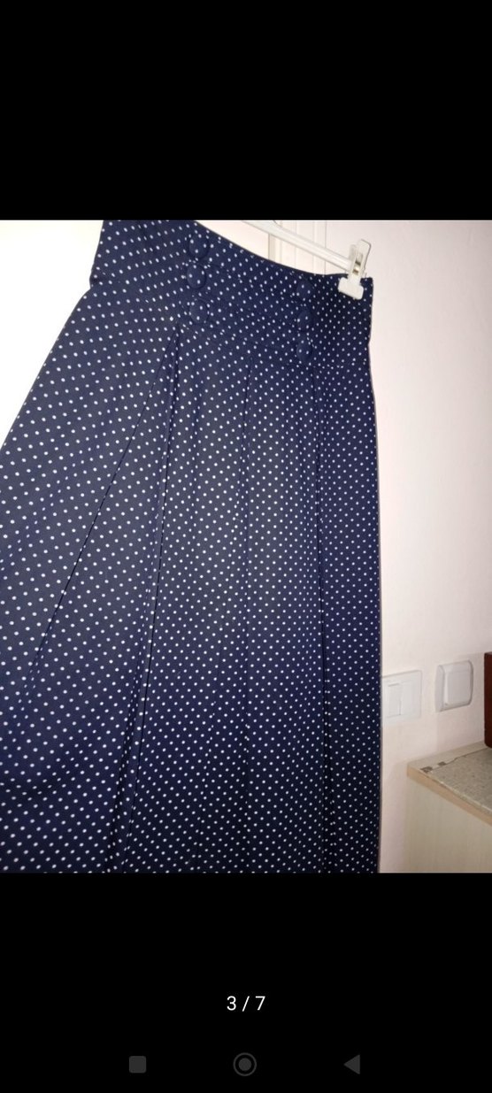 Lacivert Pilili Uzun Kadın Etek - Görsel 2