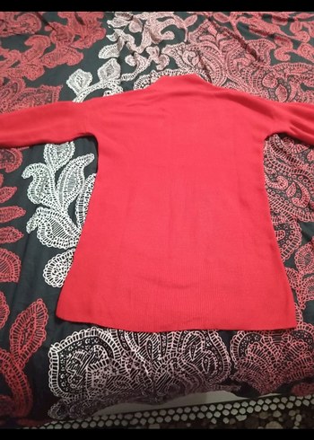 Kırmızı Kadın Triko Sweatshirt - Görsel 4