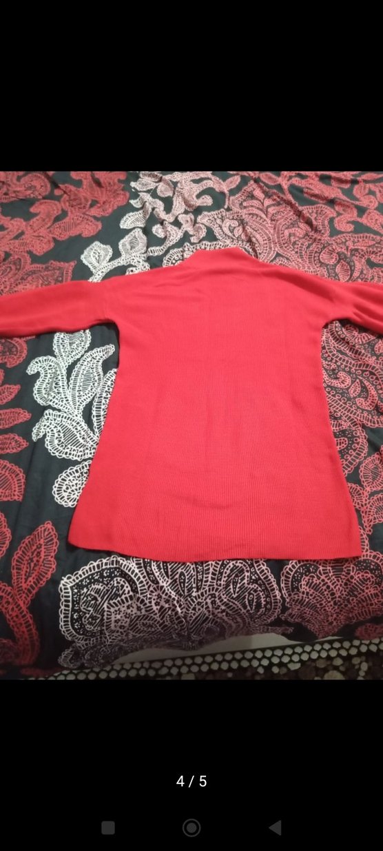 Kırmızı Kadın Triko Sweatshirt - Görsel 4