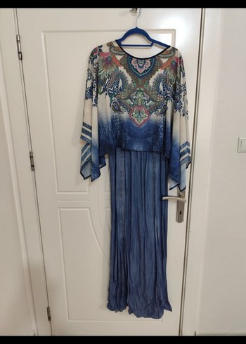 Uzun Bohem Desenli Kadın Elbise - Görsel 6