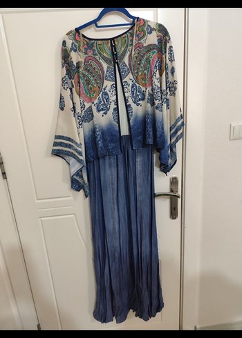 Uzun Bohem Desenli Kadın Elbise - Görsel 8