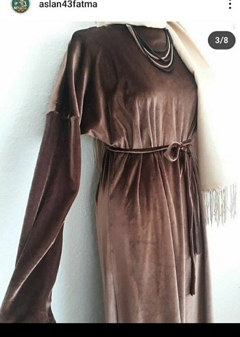 Bohem Tarz Kahverengi Uzun Süet Elbise - Görsel 4