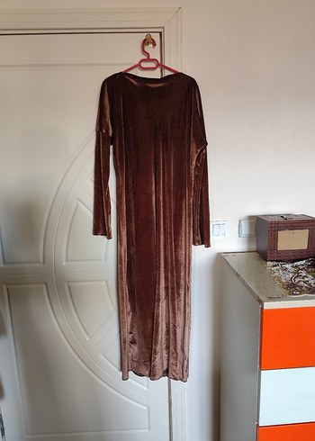 Bohem Tarz Kahverengi Uzun Süet Elbise - Görsel 5