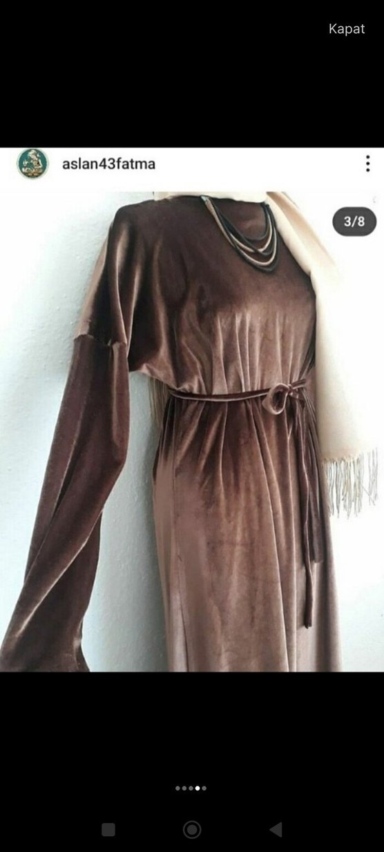 Bohem Tarz Kahverengi Uzun Süet Elbise - Görsel 4