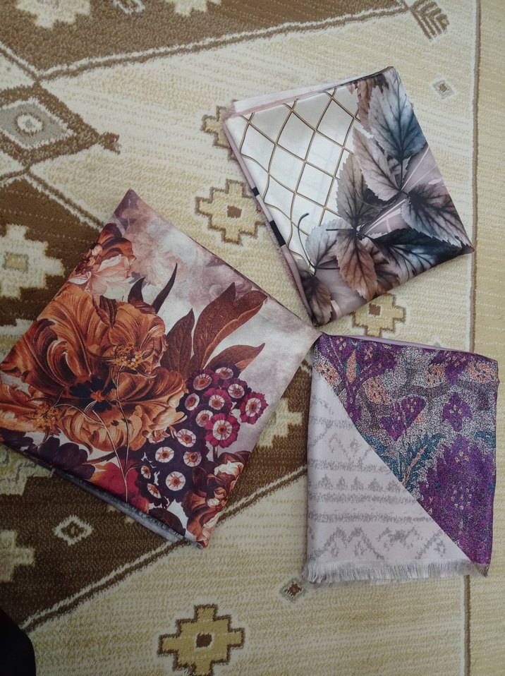 Kadın Pilili Bohem Çok Renkli eşarp - Görsel 2