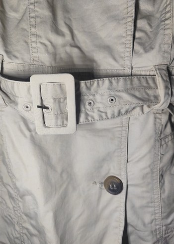 Düğmeli Midi Bej Kadın Trençkot - Görsel 5