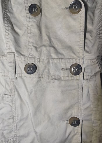 Düğmeli Midi Bej Kadın Trençkot - Görsel 3