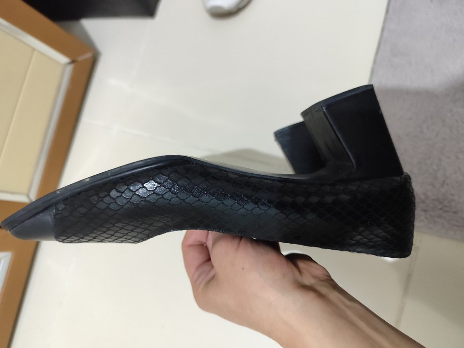 Siyah Yılan Desenli Topuklu Kadın Klasik Ayakkabı - Görsel 3