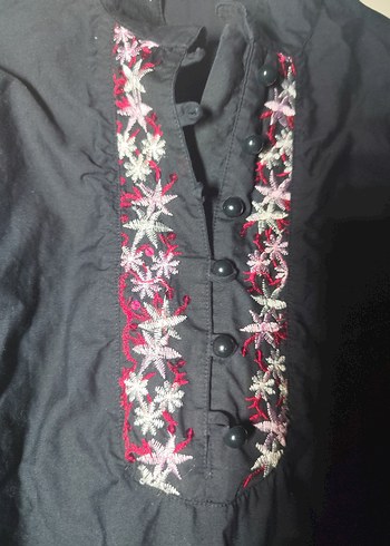 Nakışlı Uzun Kollu Bohem kadın Tunik - Görsel 3