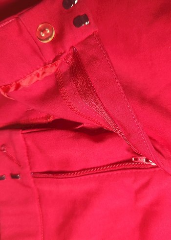 Kırmızı Kadın Kumaş Pantolon - Görsel 5