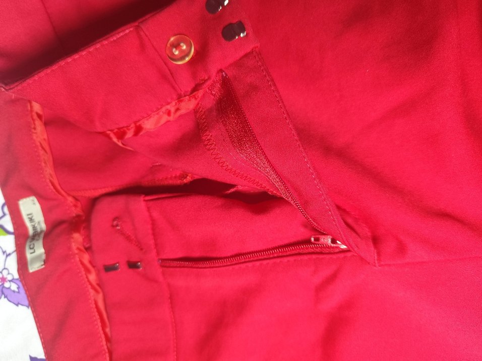 Kırmızı Kadın Kumaş Pantolon - Görsel 5