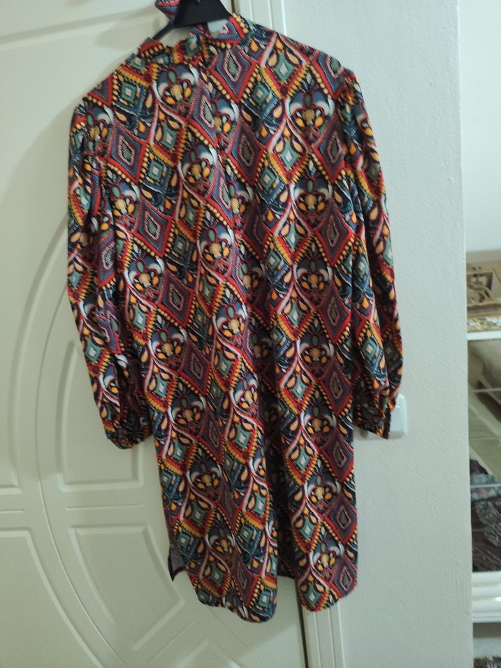 Bohem Çok Renkli Uzun Hamile Tunik - Görsel 4